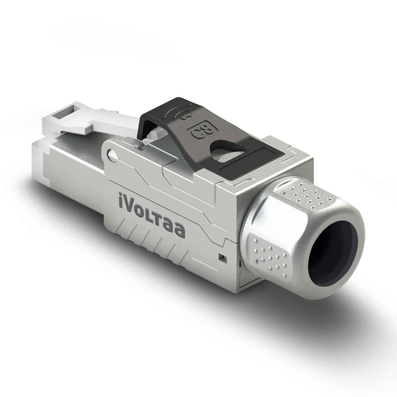 iVoltaa® CAT8 RJ45 Connector Tool-Free | Metal Shielded Ethernet Plug | 22-24 AWG | Field Termination | Reusable
