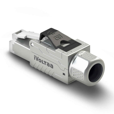 iVoltaa® CAT8 RJ45 Connector Tool-Free | Metal Shielded Ethernet Plug | 22-24 AWG | Field Termination | Reusable