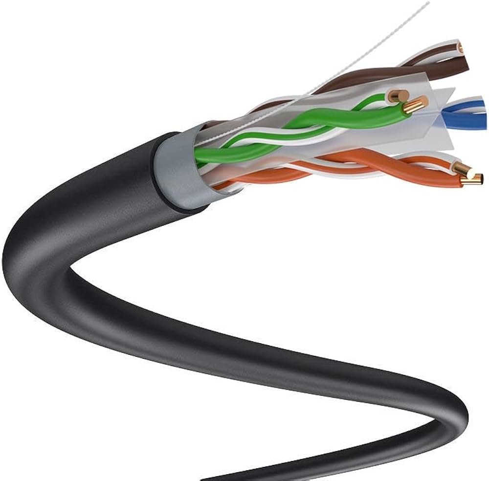 iVoltaa Outdoor CAT 6 Ethernet Cable – Double Layered | PE + PVC Jacket | Solid Copper | Black