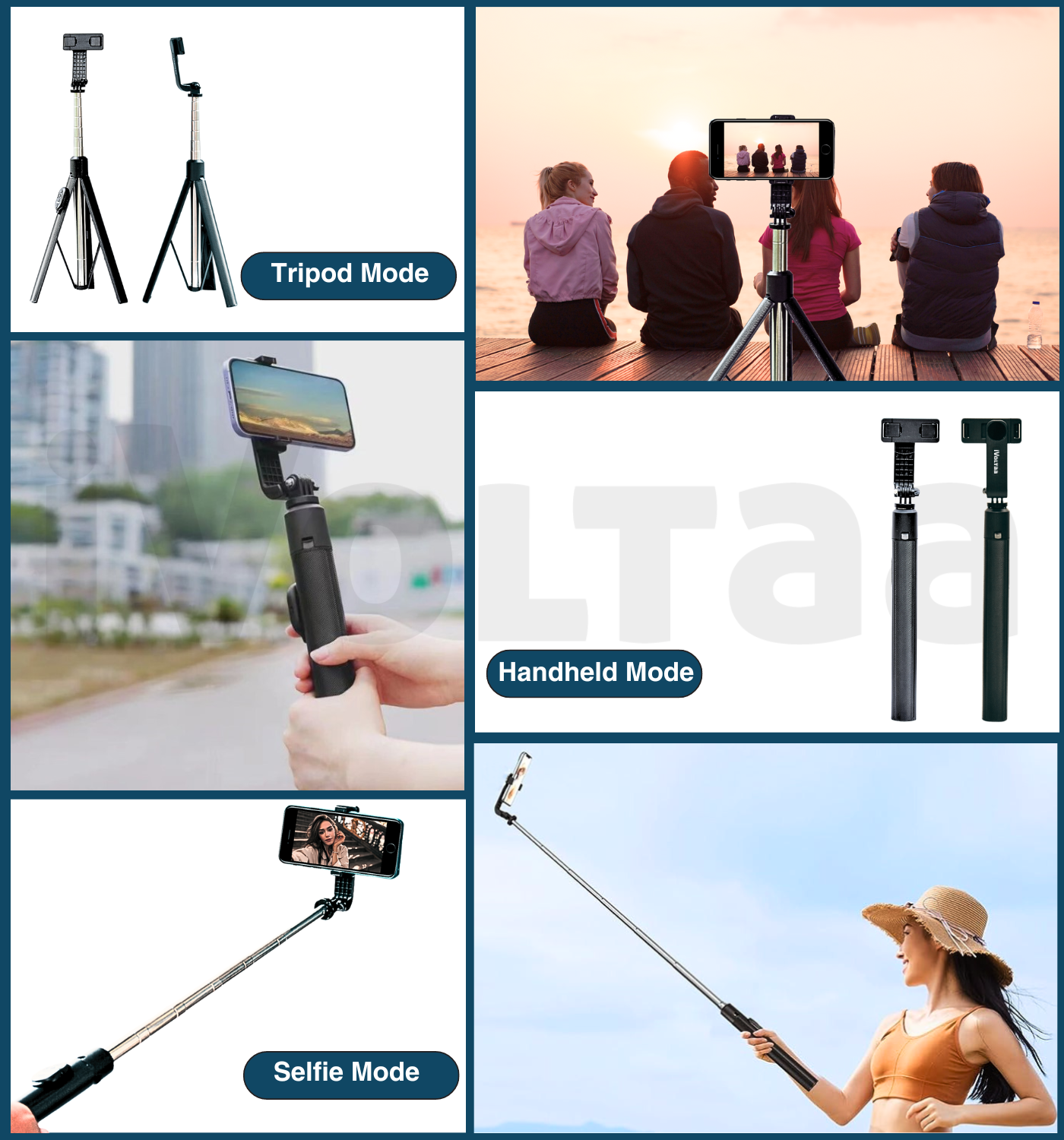 iVoltaa Super Long Extendable Selfie Stick Tripod with Detachable Wireless Remote, in-Built Tripod for Smartphones and Go-Pro
