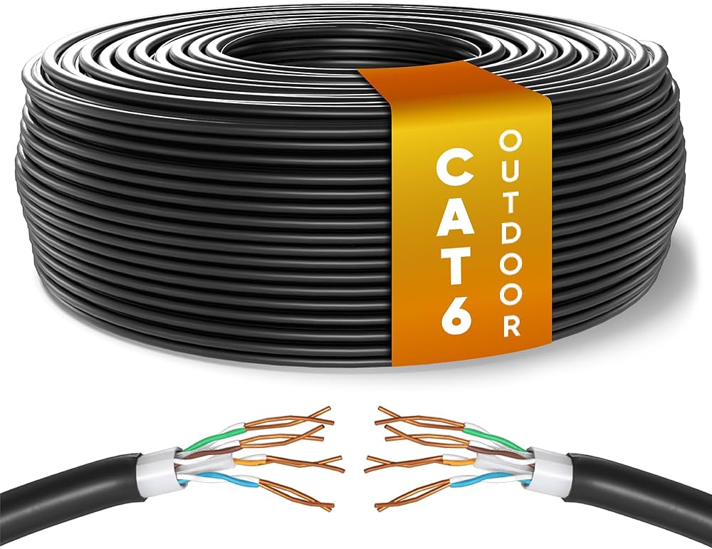 iVoltaa Outdoor CAT 6 Ethernet Cable – Double Layered | PE + PVC Jacket | Solid Copper | Black
