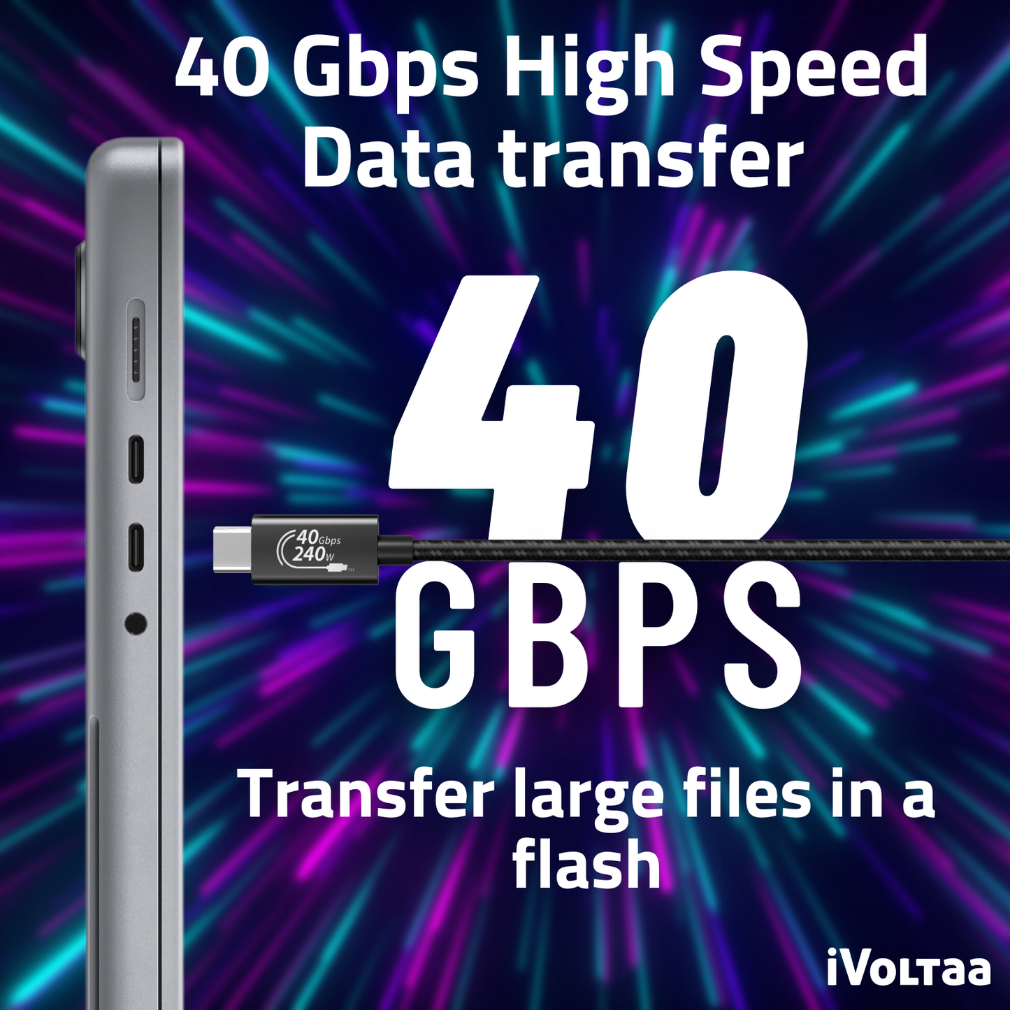 iVoltaa 40Gbps | 240W | USB C | USB 4 | 2nd Gen E- Marker | PD | 8K | USB-IF Certified