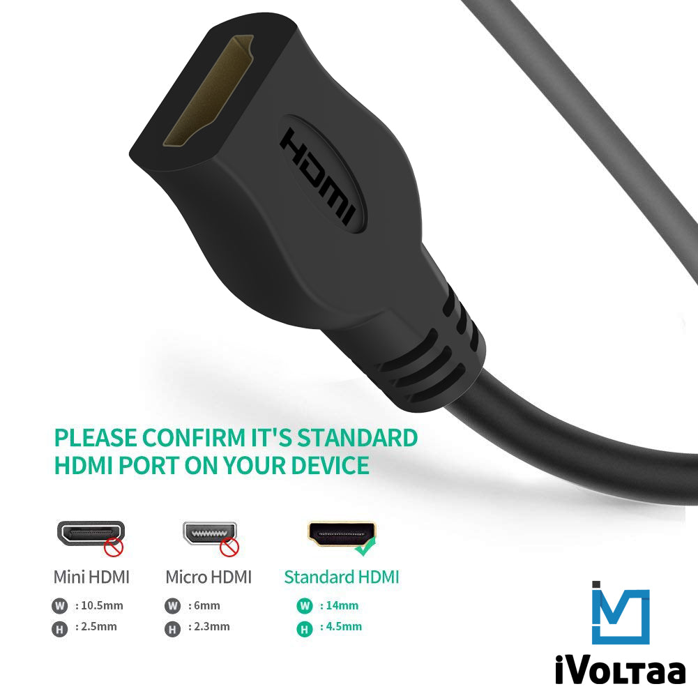 iVoltaa High Speed 4K 60 Hz Female HDMI to Male HDMI 2.0 Cable