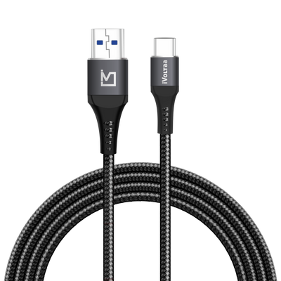 iVoltaa Braided & Metal 4A Sync & Fast Charge Type-C Cable (1 M / 3.3 Ft. Long - Black)…