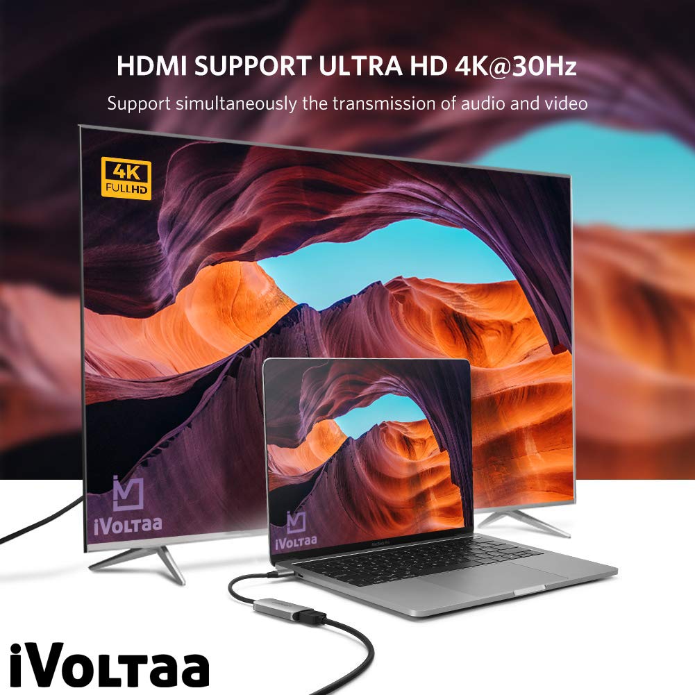 iVoltaa USB Type-C to HDMI Adapter compatible with thunderbolt 3