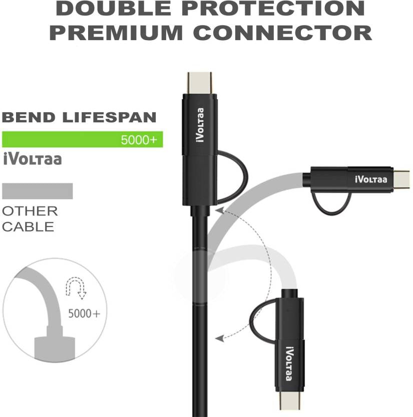 iVoltaa 2in1 Micro & Type-C Cable 1M  (Black)