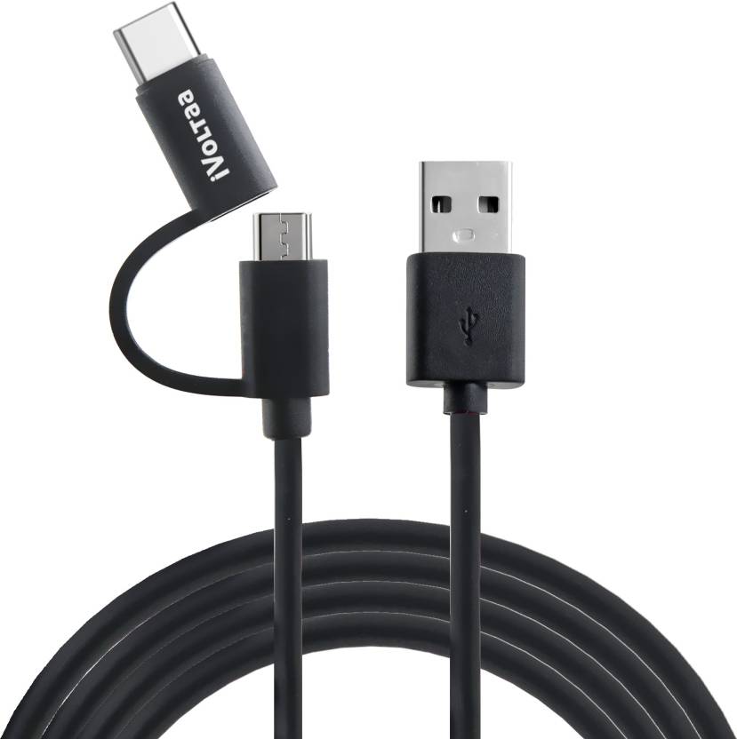 iVoltaa 2in1 Micro & Type-C Cable 1M  (Black)