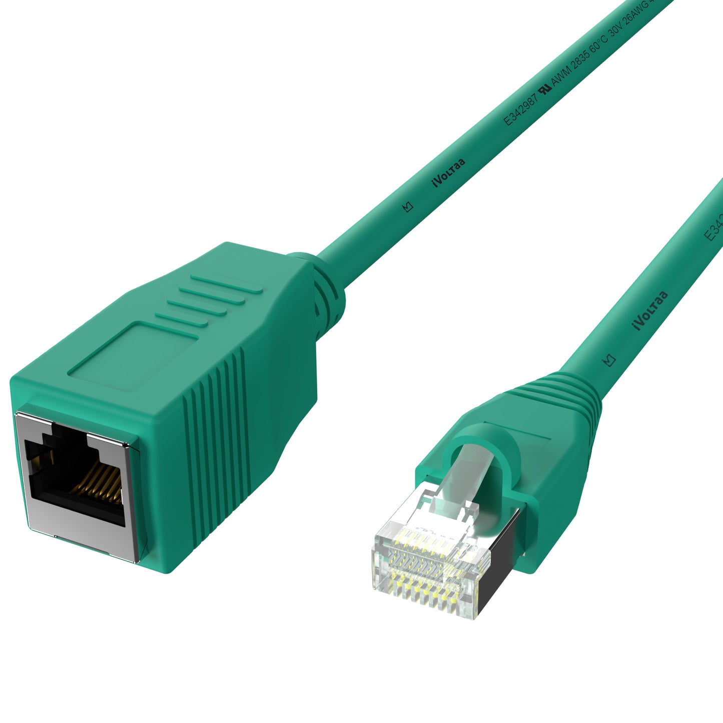 iVoltaa Ethernet Extension Cable CAT6A Male to Female Cable Dual Shielded (SF/UTP) Professional Series - 10Gigabit/Sec LAN Network/High Speed Internet Cable