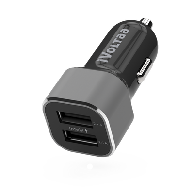 iVoltaa 4.8 A - 24W Dual Port Metal Car Charger (Black)