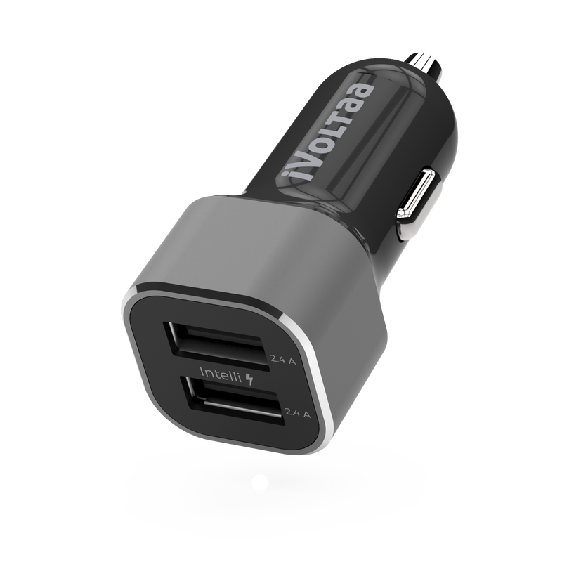 iVoltaa 4.8 A - 24W Dual Port Metal Car Charger (Black)