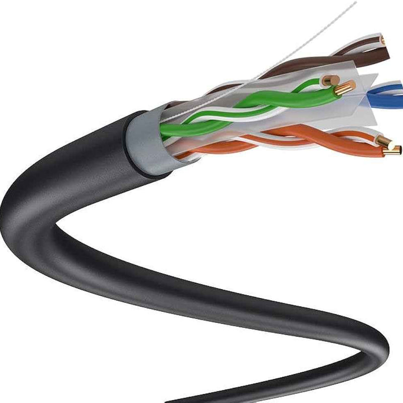 iVoltaa Outdoor CAT 6 Ethernet Cable – Double Layered | PE + PVC Jacket | Solid Copper | Black