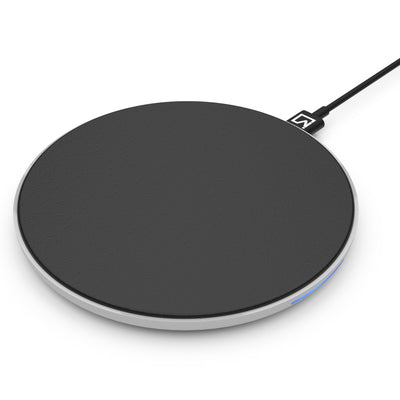 iVoltaa Airbase1 10W Wireless Charging Pad with Type-C Cable for Qi Enabled Wireless Charging Devices (Leather Top-Black)