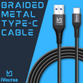 iVoltaa Braided & Metal 4A Sync & Fast Charge Type-C Cable (1 M / 3.3 Ft. Long - Black)…