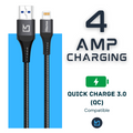iVoltaa Braided & Metal 4A Sync & Fast Charge Lightning Cable (1.5 / 5.0 Ft. Long - Black)…