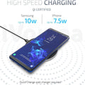 iVoltaa Airbase1 10W Wireless Charging Pad with Type-C Cable for Qi Enabled Wireless Charging Devices (Leather Top-Black)