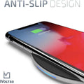 iVoltaa Airbase1 10W Wireless Charging Pad with Type-C Cable for Qi Enabled Wireless Charging Devices (Leather Top-Black)