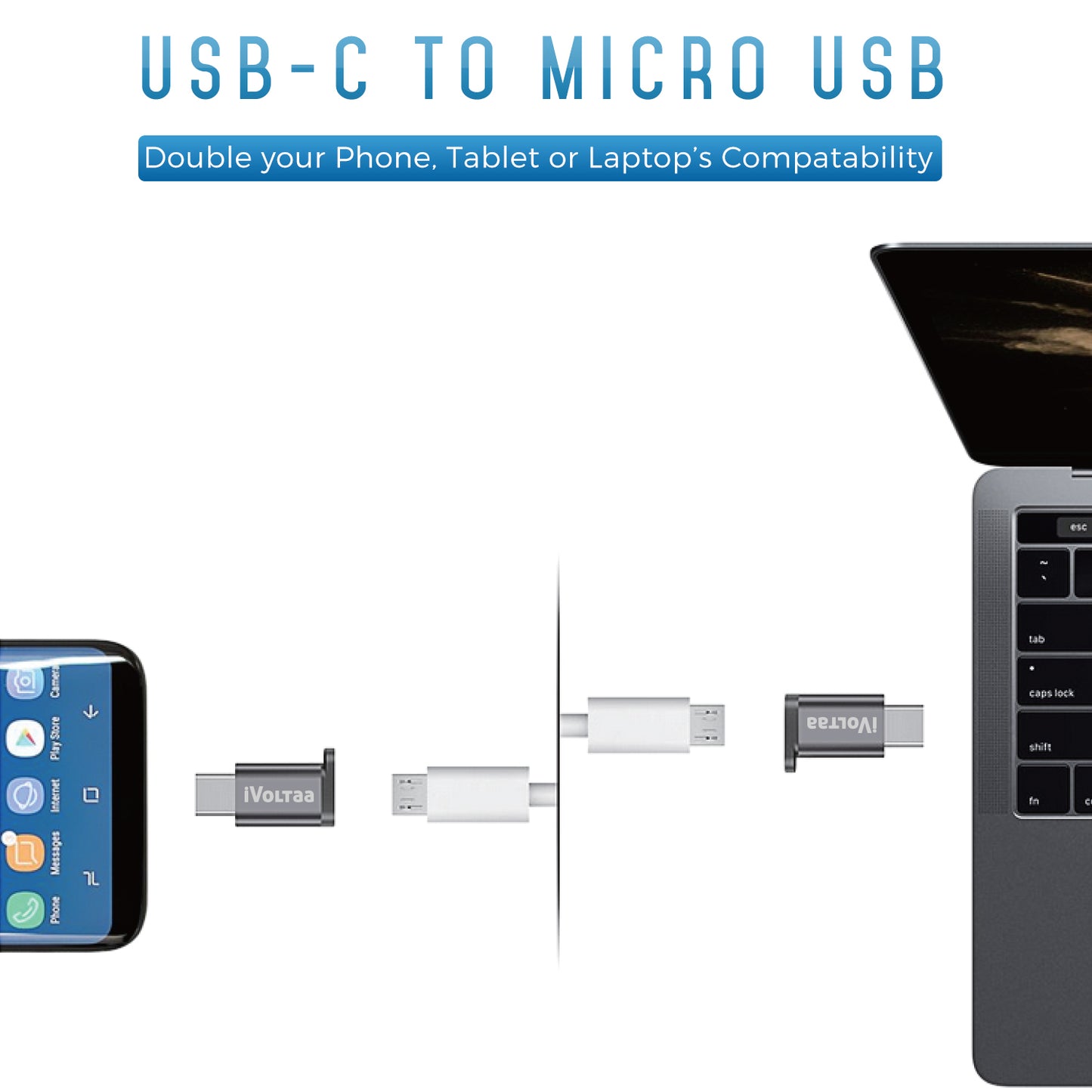 iVoltaa Micro USB to Type C OTG Adapter