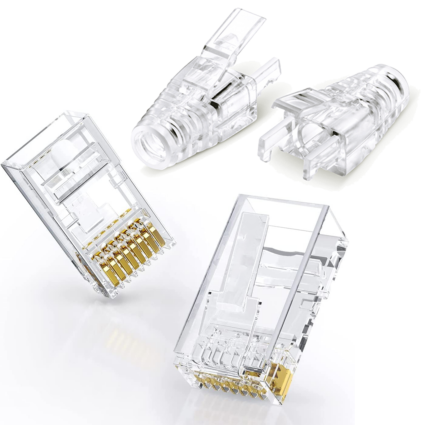 iVoltaa CAT 6 RJ45 Connectors with Strain Relief Boots