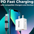 iVoltaa 4 in 1 PD Lightning 60W Type C/USB A to Type C/Lightning Cable Fast Data Transfer