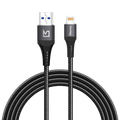 iVoltaa Braided & Metal 4A Sync & Fast Charge Lightning Cable (1.5 / 5.0 Ft. Long - Black)…