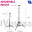 Tripod can be extended from 2.6 feet to 7.2 feet. Easy to expand and collapse.