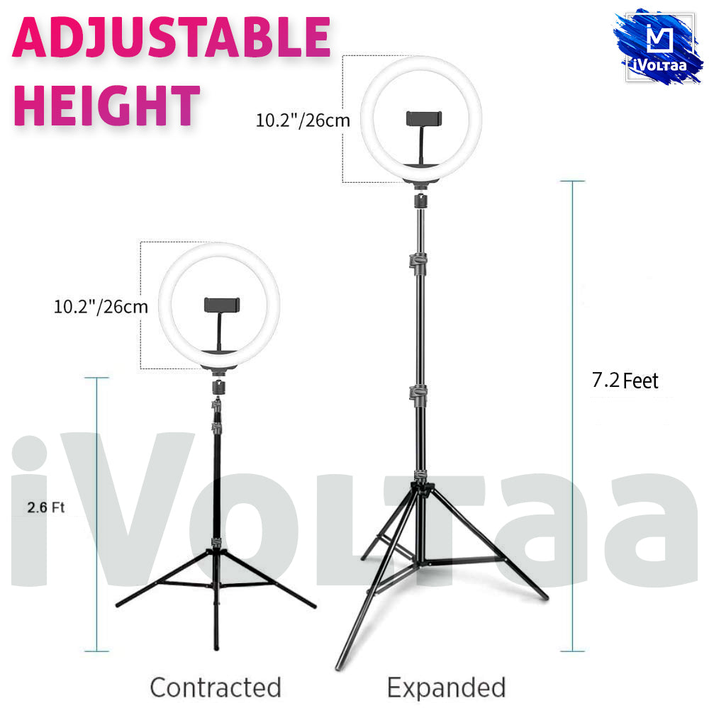 Tripod can be extended from 2.6 feet to 7.2 feet. Easy to expand and collapse.
