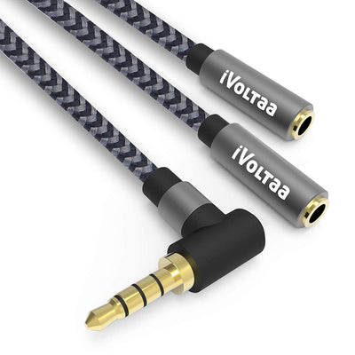 iVoltaa 3.5mm Braided Aux Audio Splitter Cable - (0.82 Feet - 0.25 M)