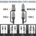 iVoltaa 4in1 PD 60W Type C/USB A to Type C/Micro USB Cable - (3.3 Feet - 1M)
