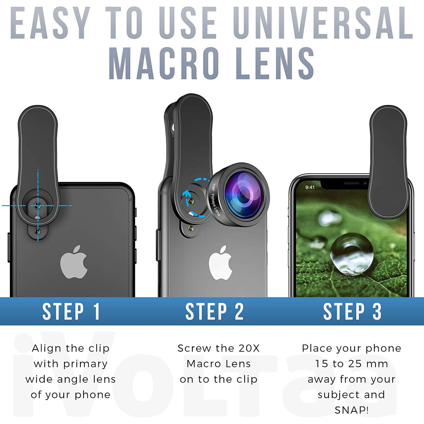 iVoltaa Pro-Macro Kit 20X Universal Mobile Macro Lens (Black)
