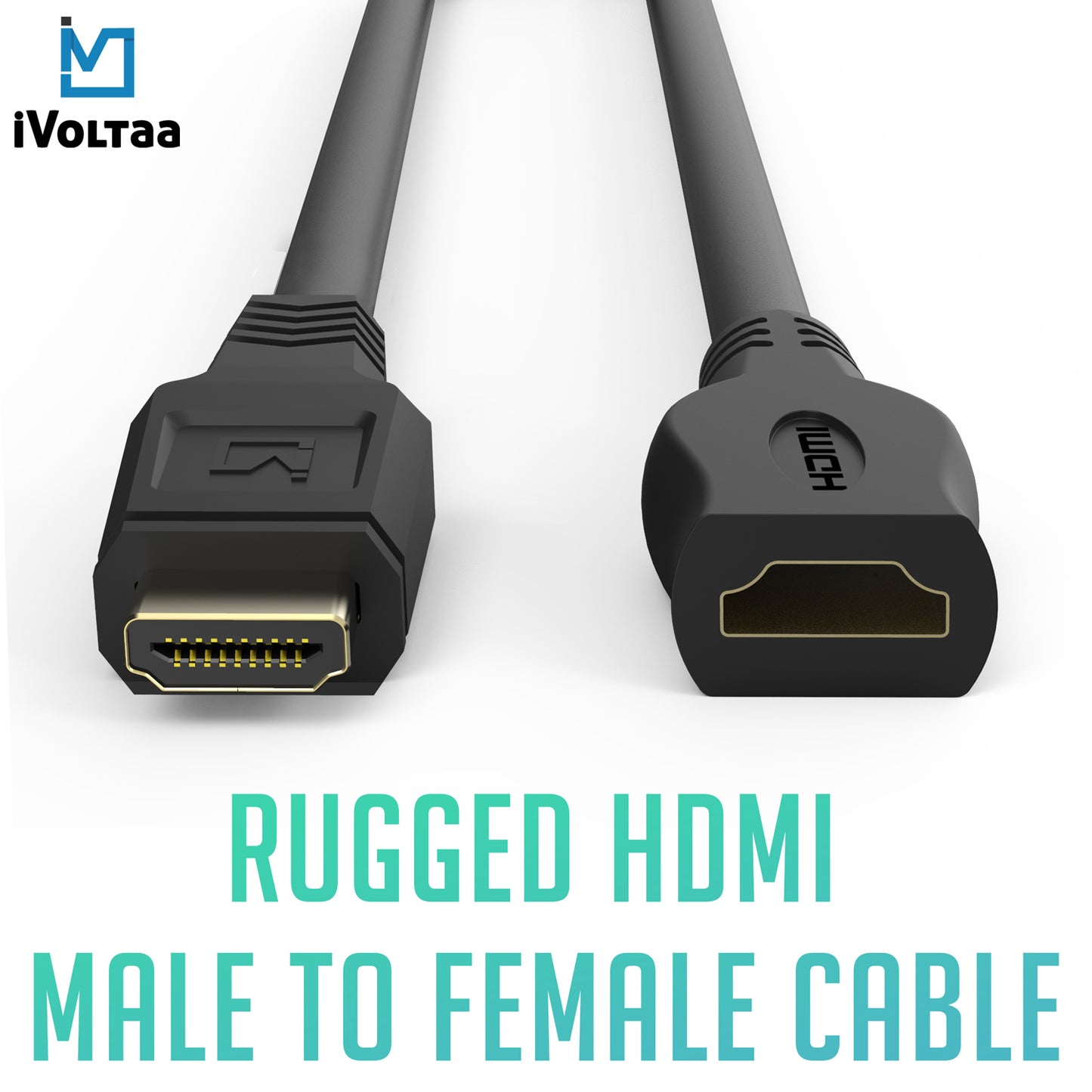 iVoltaa High Speed 4K 60 Hz Female HDMI to Male HDMI 2.0 Cable